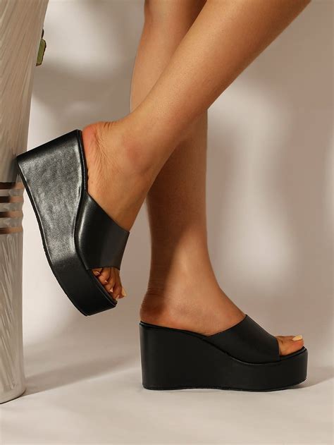 Minimalist Wedge Slide Sandals | Wedge sandals outfit, Shoes women