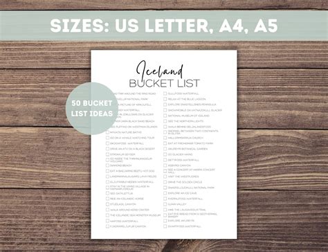 Iceland Bucket List Printable | Iceland Travel List Planner | Travel