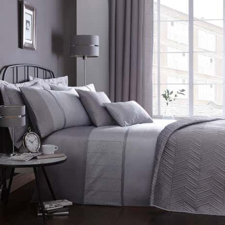 Owen Embroidered Grey Duvet Cover | Dunelm