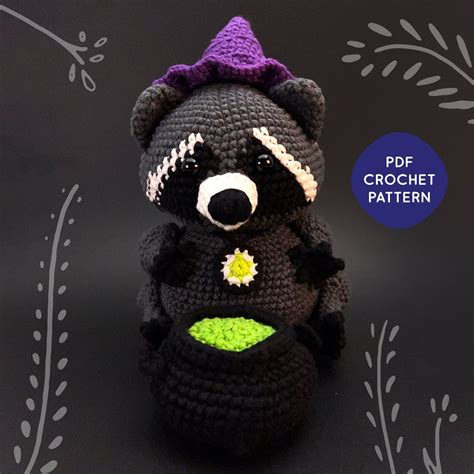 Riah the raccoon witch - PDF crochet Pattern – Knotty Bear Studio