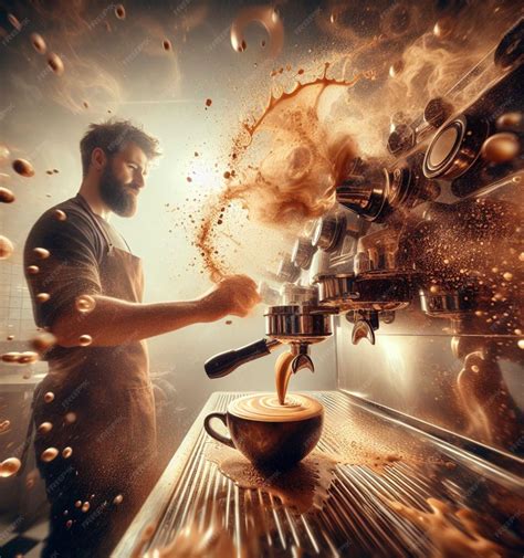 Premium AI Image | make latte art golden cappuccino at bar expert