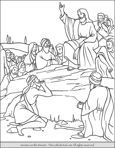 Sermon on the Mount Coloring Page - TheCatholicKid.com