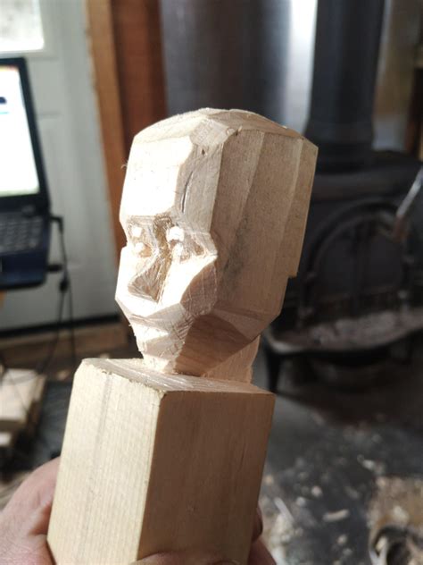Trying to carve a face a day, here's how I rough out the basic features ...