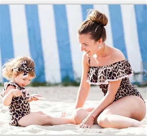 Vieeolove Family Matching Swimsuit Mother Daughter Swimwear Ruffles Collar Summer Beach Bathing ...