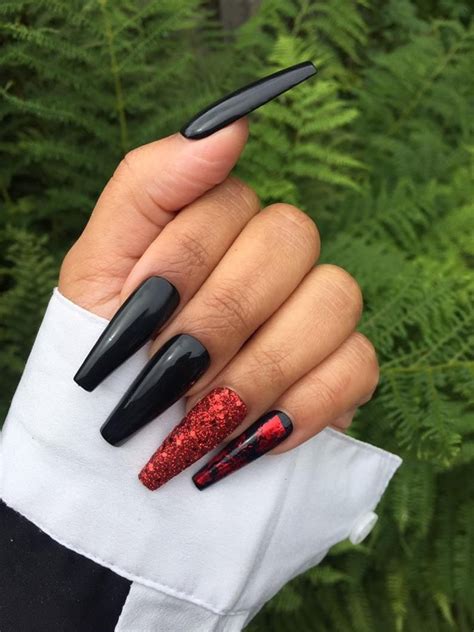 20+ Coffin Red And Black Nails – The FSHN