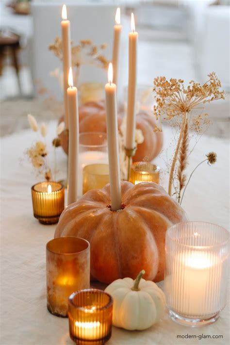 DIY Pumpkin Candle Holders for Your Fall Table - Modern Glam