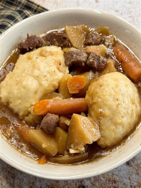 Slow Cooker Beef Stew with Buttermilk Dumplings - My Country Table