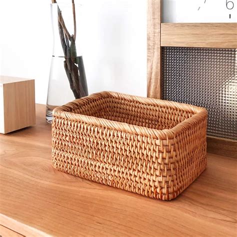 handmade rectangular woven rattan storage basket woven etsy
