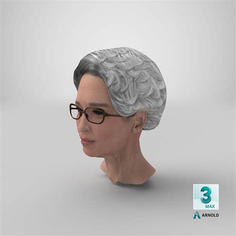 Asian Grandma Head Wearing Glasses 3D Model $79 - .gltf .obj .ma .max
