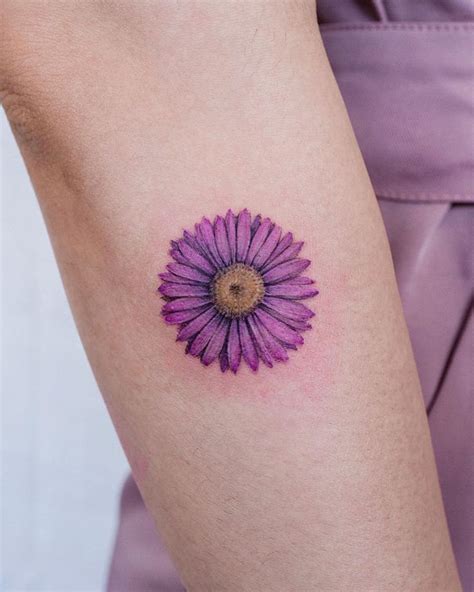 Aster Flower Tattoo Blue