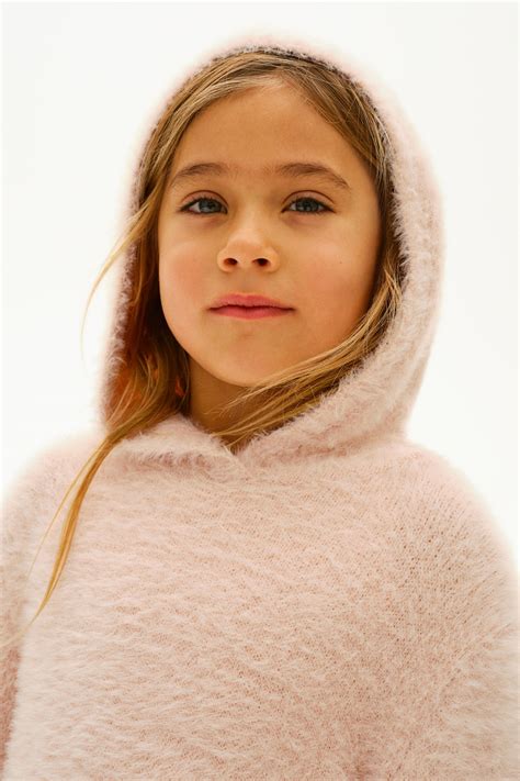 Fluffy-Knit Hoodie - Powder pink - Kids | H&M CA