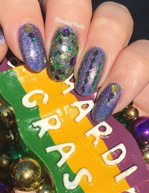 ehmkay nails: Mardi Gras Glitter with Girly Bits Flash Your Tips