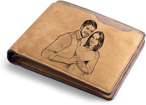 Amazon.com: Personalized Bifold Wallet Engraved Photo Text Custom PU ...