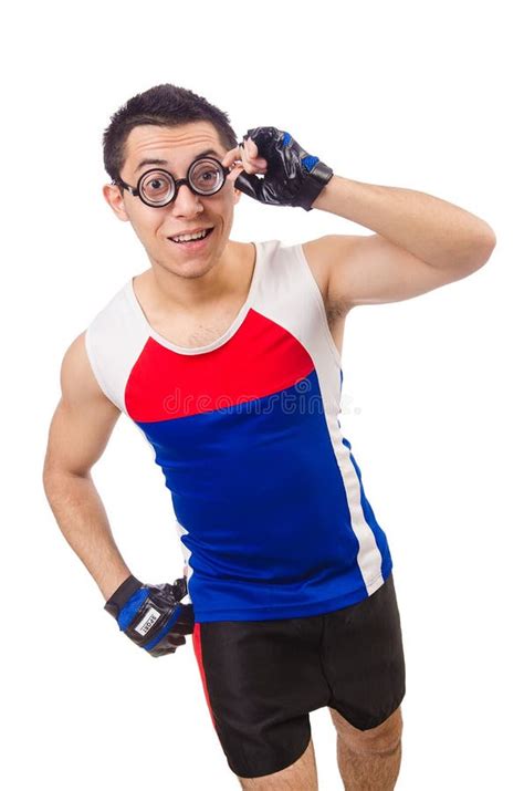 Funny man exercising stock image. Image of male, bicep - 45982923