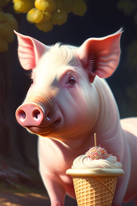 Pig Eating Ice Cream