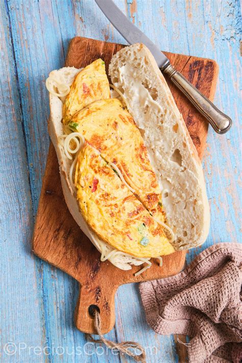 cameroonian spaghetti omelette sandwich precious core