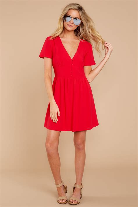 Flirty Red Dress - Short Red Dress- Dress - $46 – Red Dress Boutique