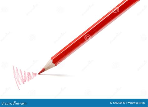 Red Pencil Drawing On A White Background Isolated. Stock Image - Image of pencil, canvas: 139368143