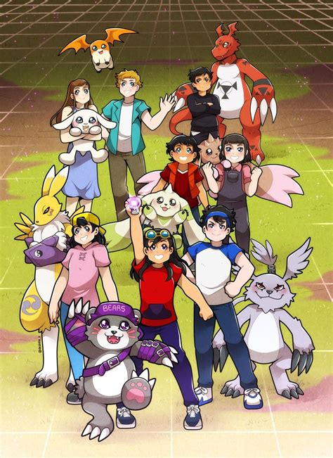 [OC] Akira & friends and their digimon partners : r/digimon