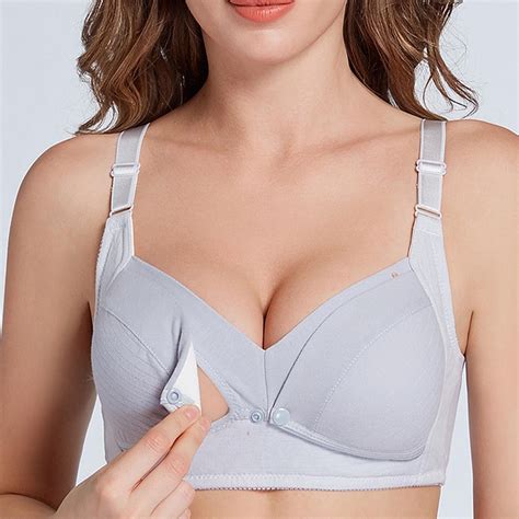 Delliss Breastfeeding Bra For Mama Cotton Front Opening Button Breast
