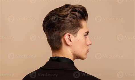 A man with chestnut brown hair on neutral background, back view 47460858 Stock Photo at Vecteezy