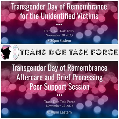 TDTF Transgender Day of Remembrance and Aftercare Virtual Events 2023