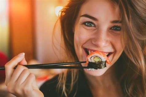 Close up on people eating sushi | AI-generated image