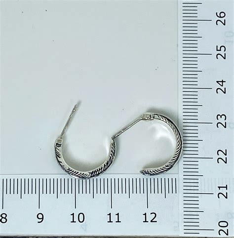 Sup Silver Feather Half Hoop Stud Earrings 925 Silver Sterling