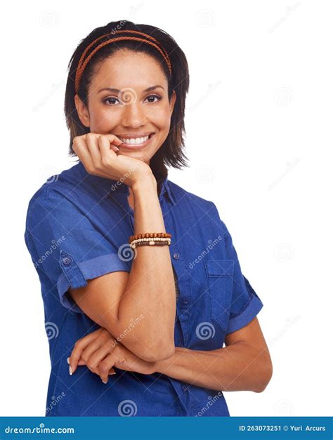 Biting Her Nails in Excitement. a Beautiful African American Woman