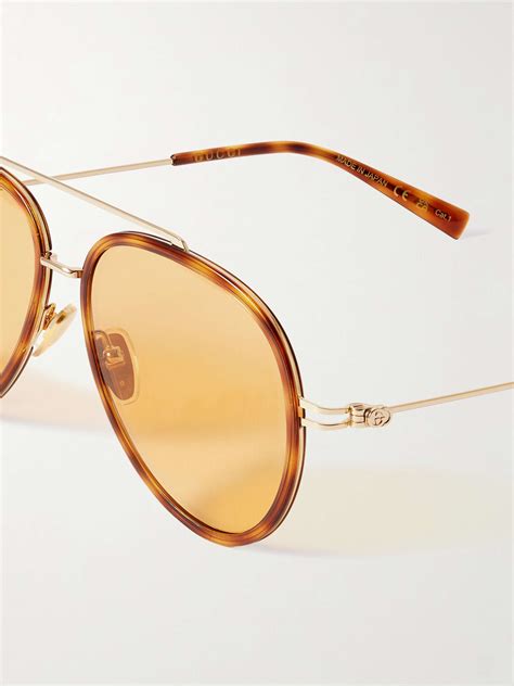 GUCCI EYEWEAR Aviator-Style Tortoiseshell Acetate and Gold-Tone