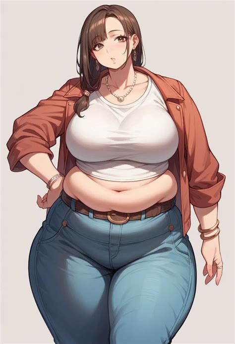 Curvy anime girl, overweight fat girl, pretty anime girl, beautiful