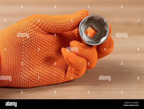 hex socket hexagon metal head  building tool  male hand stock