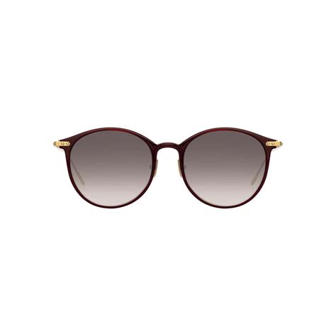 Linda Farrow - Linear Gray C11 Oval Sunglasses in Burgundy - LF02C11SUN ...