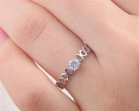 Promise ring for her Heart ring Solitaire ring Valentines | Etsy