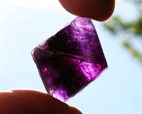 purple fluorite octahedron crystal etsy octahedron crystals fluorite