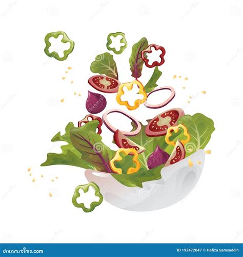 Tossed Salad. Vector Illustration Decorative Design Stock Vector