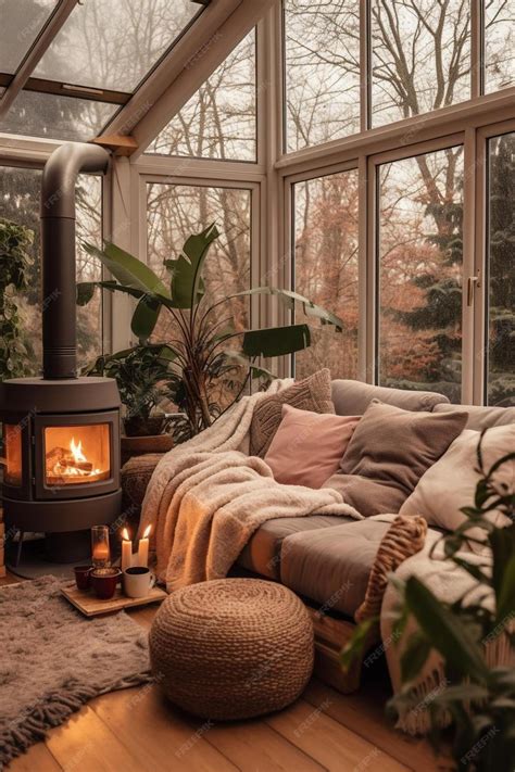 Premium Photo | Cozy warm home interior of a chic country house with an