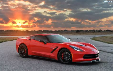 Chevrolet, Corvette C7, Sportowy, Droga, Zachód, Słońca