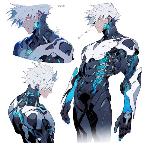 Premium Photo | Anime character design sheet man with white hair and