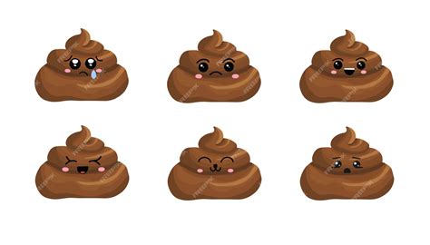 Caca lindo divertido excremento personaje dibujos animados emoticon ...