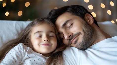 Father and daughter sleeping peacefully together, cozy atmosphere