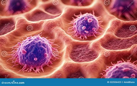 Isolated Malignant Cancer Cells Under a Microscope Stock Illustration ...