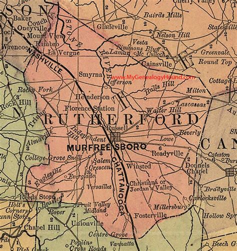 Vintage Rutherford County Map 1878 Old Map Of Rutherf - vrogue.co