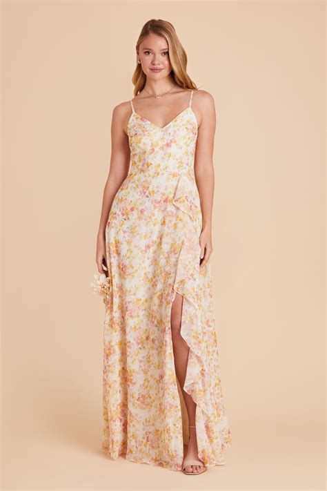 Theresa Chiffon Bridesmaid Dress Pressed Floral | Birdy Grey