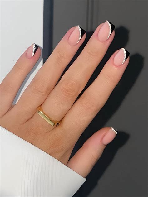 chic ways  glam  classic square french tip nails