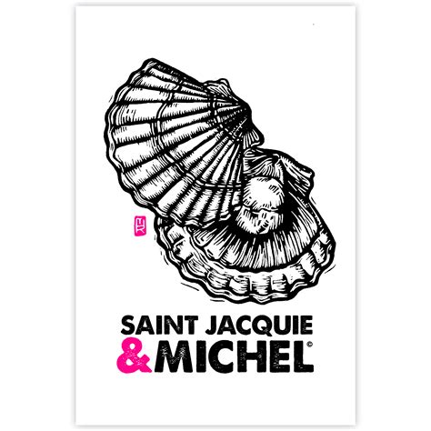 Carte postale St Jacquie & Michel - Melle Roze Art - Linogravure des
