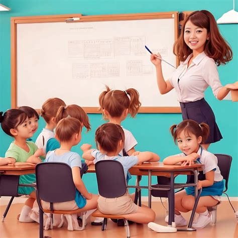 Una linda maestra enseñando a sus alumnos en casa ai generativo de ...