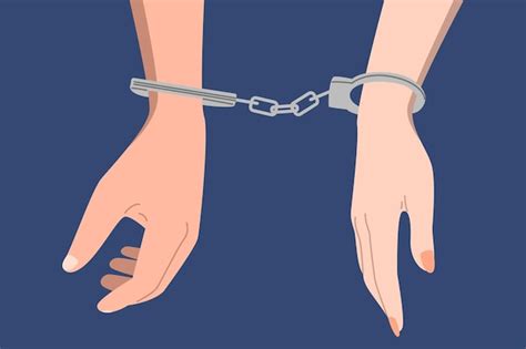 Руки пары в наручниках векторная иллюстрация | Премиум векторы