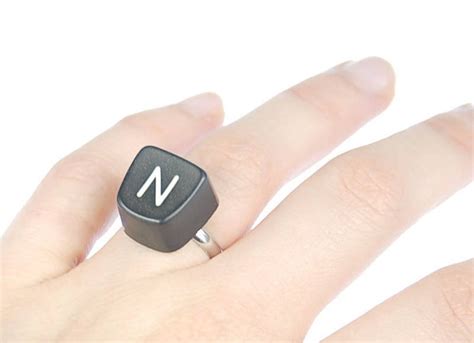 number ring  vintage typewriter keys miniblings unique square etsy