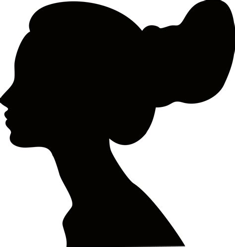 Woman profile with hair in a bun, black silhouette. Girl with a modern ...